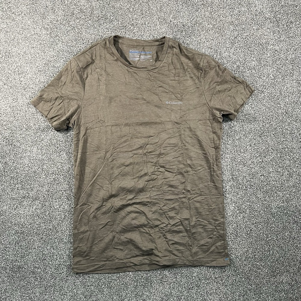 Columbia T Shirt Mens Large Brown Short Sleeve Outdoor Hiking Casual Logo